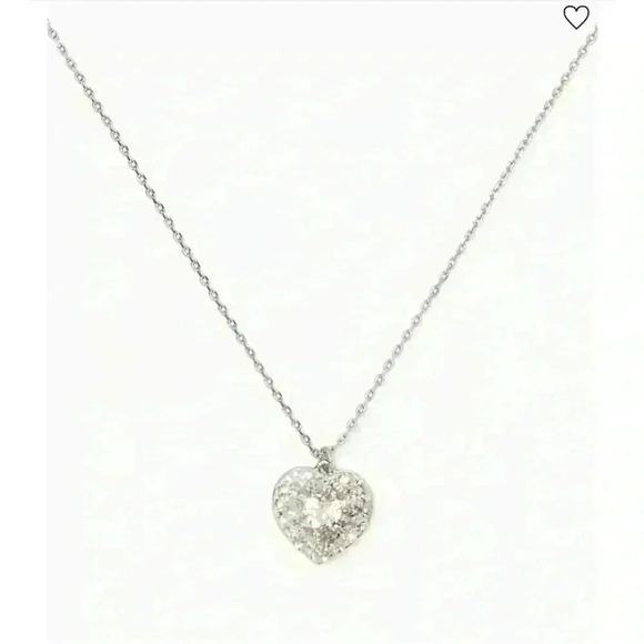NWT KATE SPADE Something Sparkly Heart Clay Pave Pendant Necklace